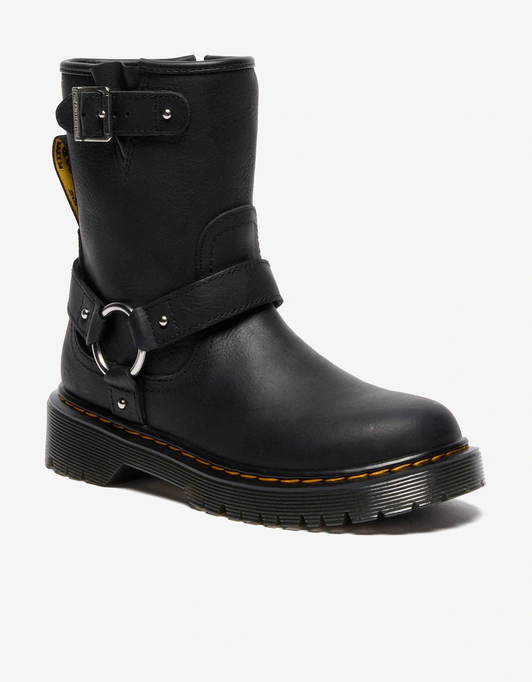 Kids Genaya Leather Rigger Boots in Black