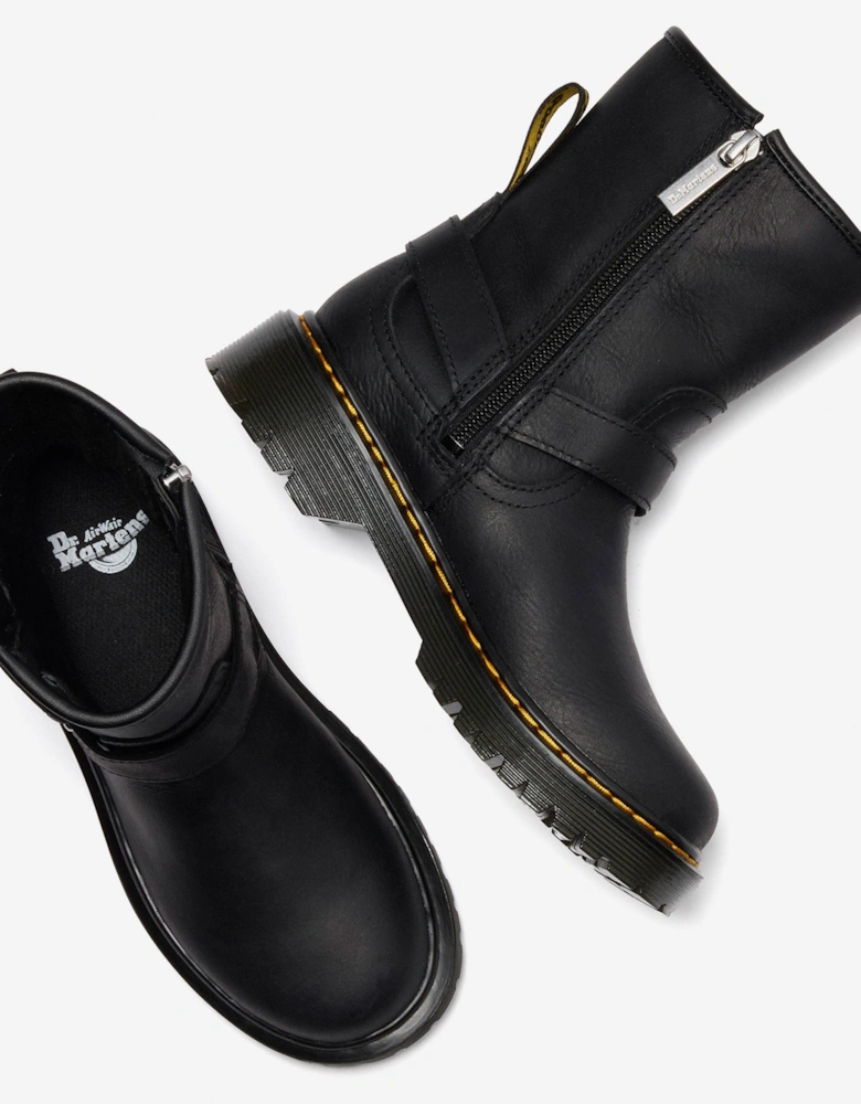 Kids Genaya Leather Rigger Boots in Black