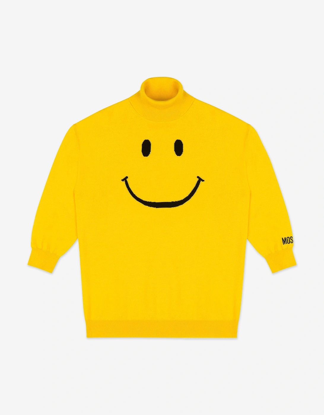 Girls Smiley Face Knitted Dress in Yellow, 5 of 4