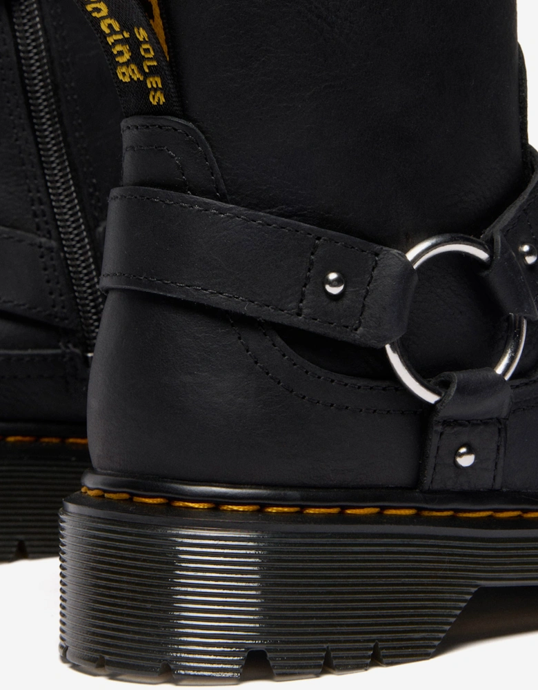Kids Genaya Leather Rigger Boots in Black