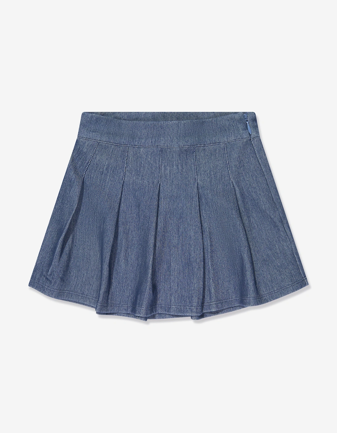 Girls Denim Look Pleated Mini Skirt in Blue, 6 of 5