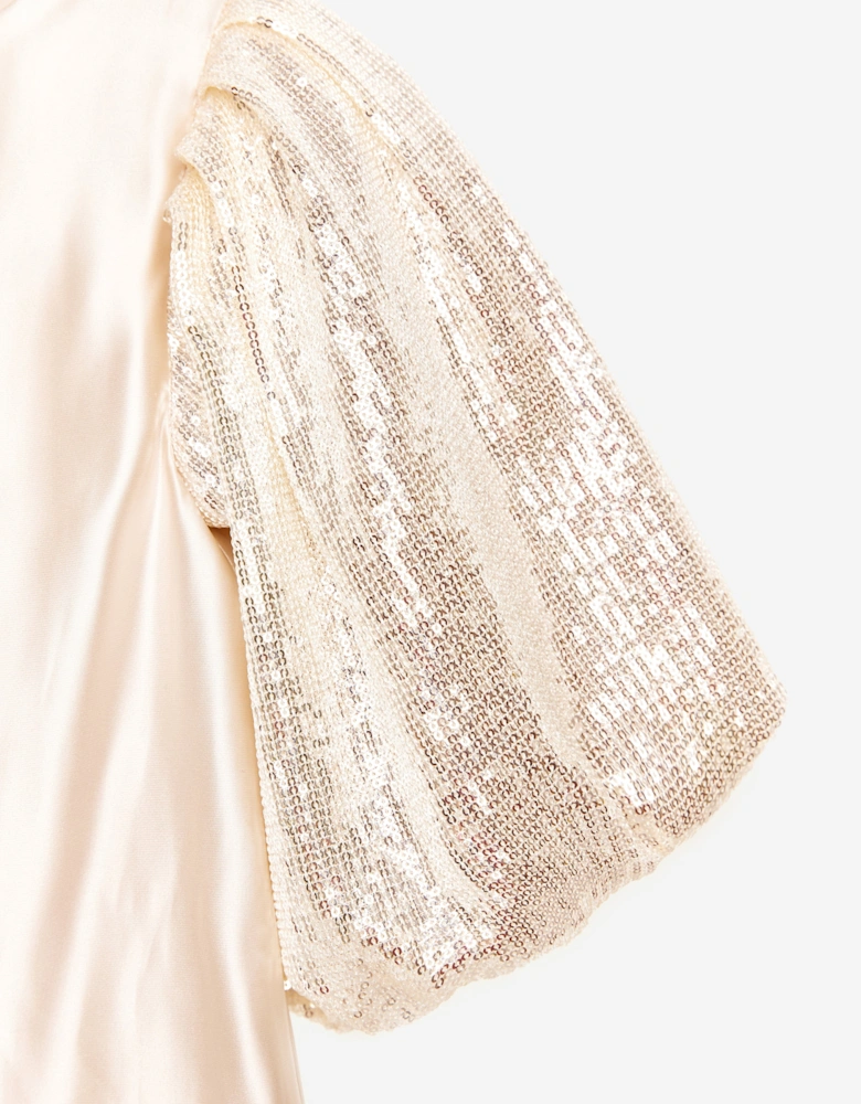BCBGMAXAZRIA Girls Satin Dress in Gold