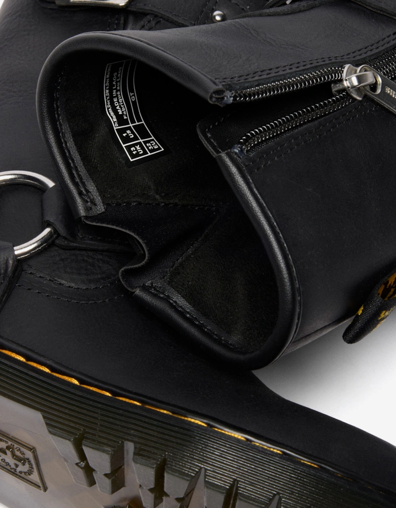 Kids Genaya Leather Rigger Boots in Black