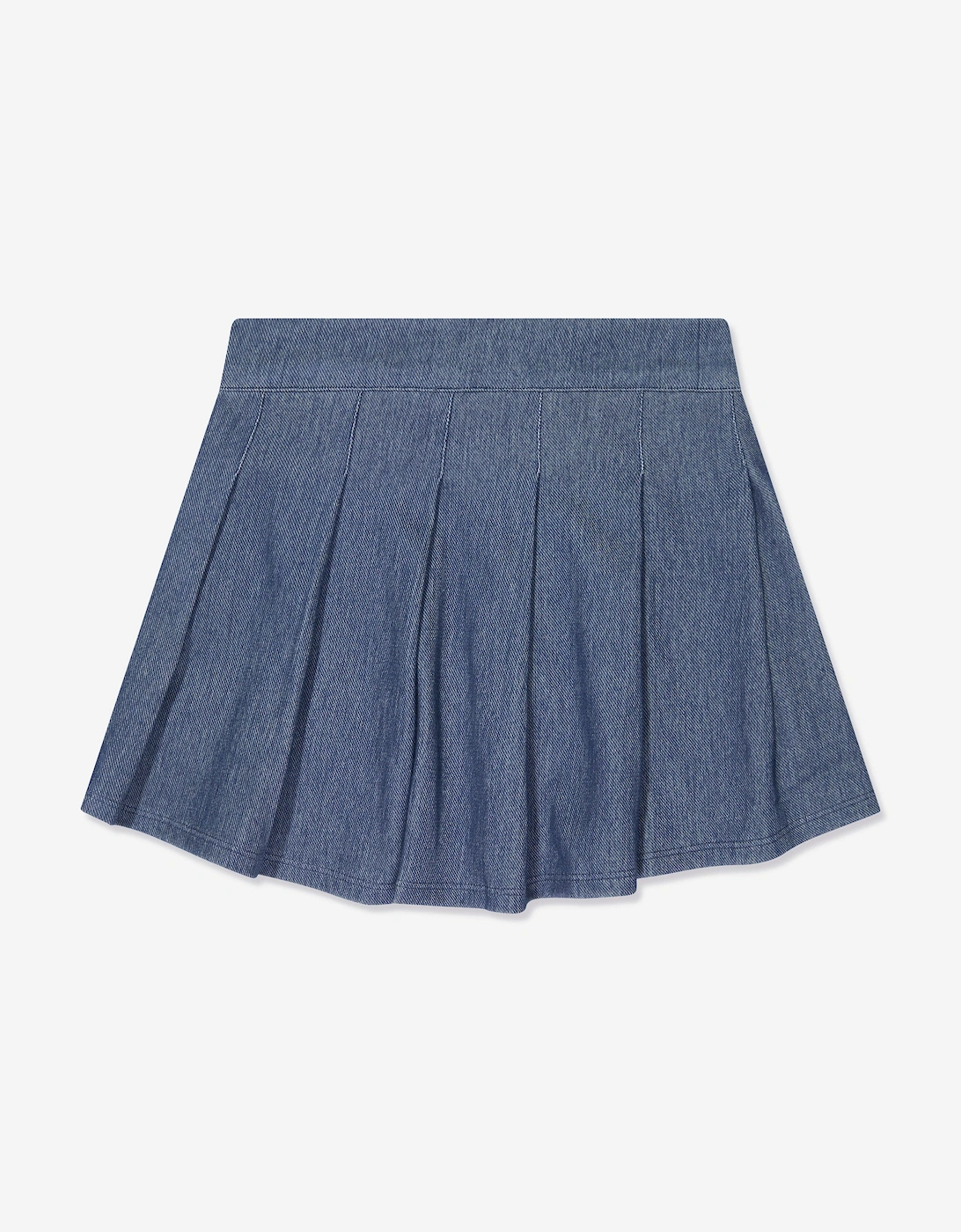 Girls Denim Look Pleated Mini Skirt in Blue