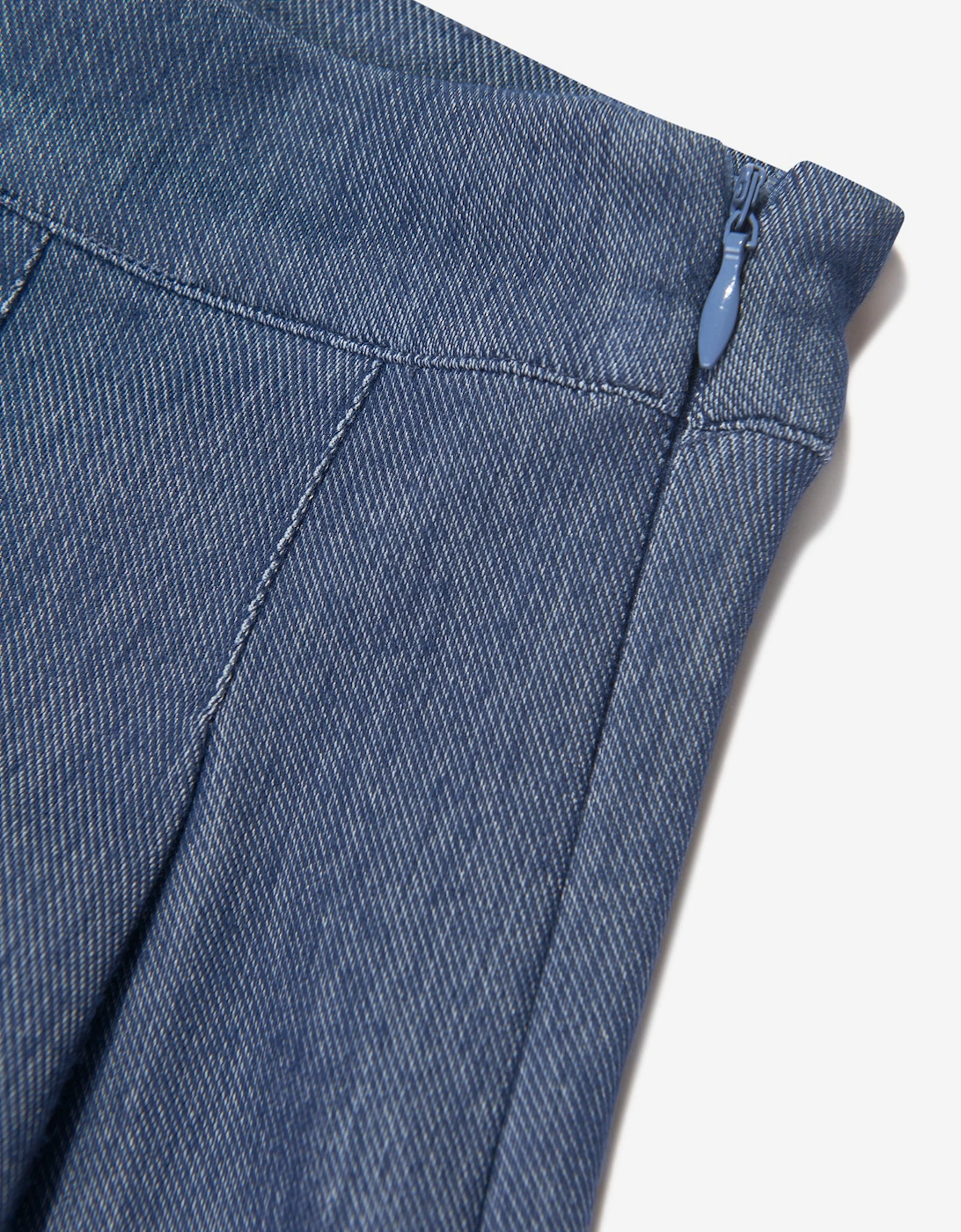 Girls Denim Look Pleated Mini Skirt in Blue