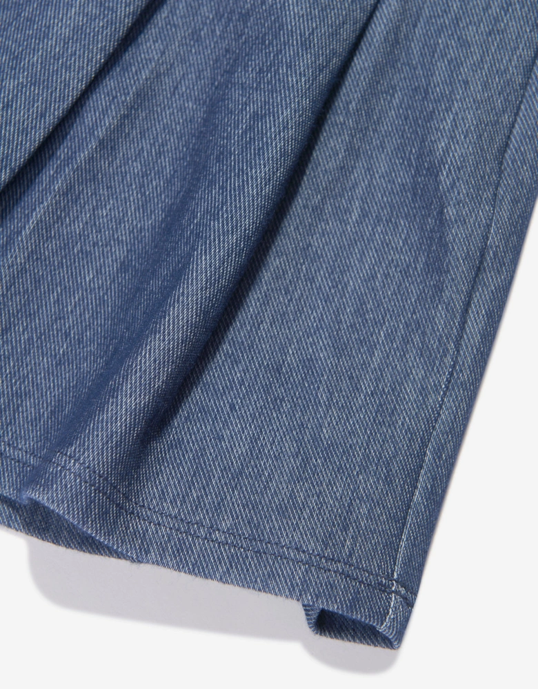 Girls Denim Look Pleated Mini Skirt in Blue