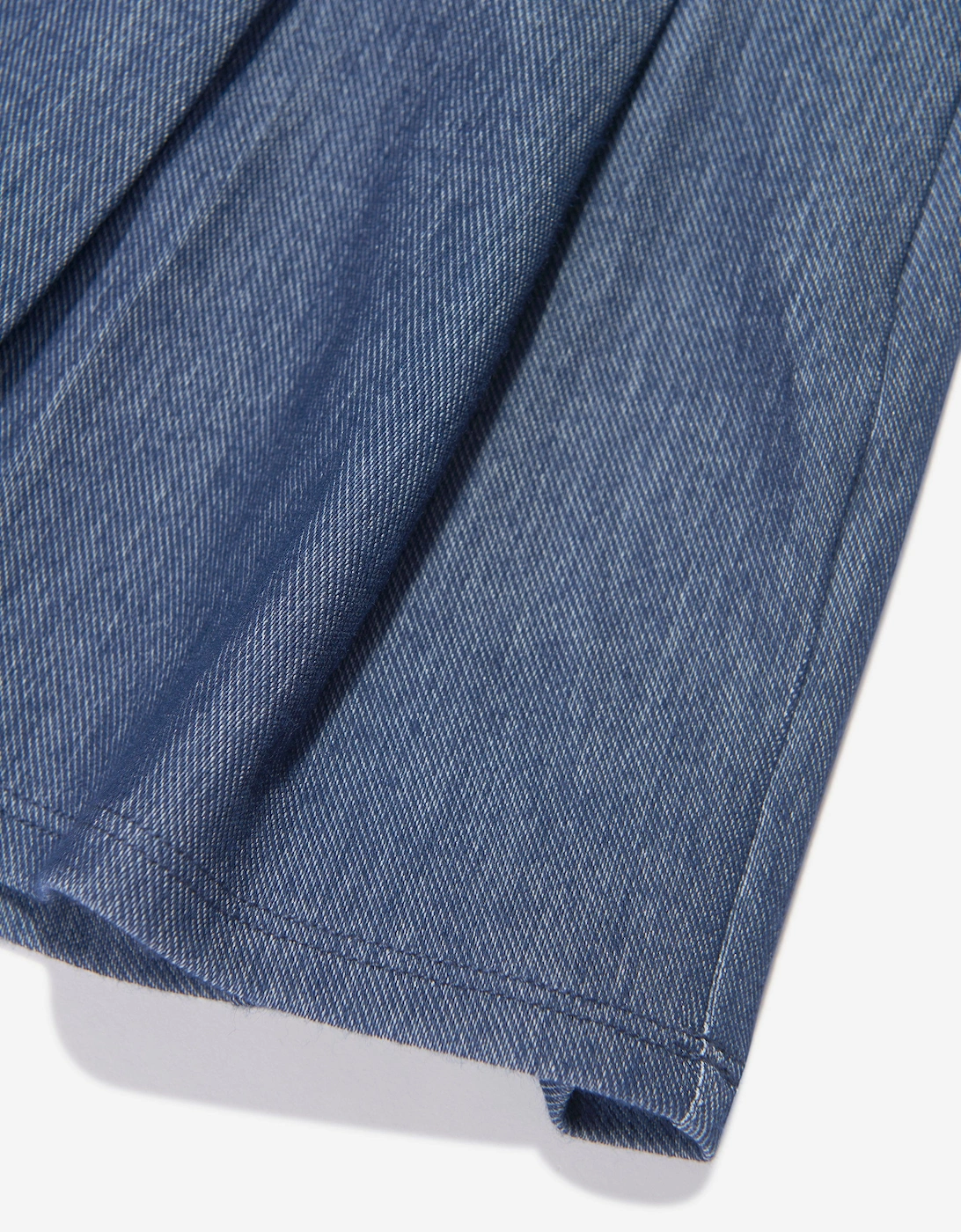 Girls Denim Look Pleated Mini Skirt in Blue