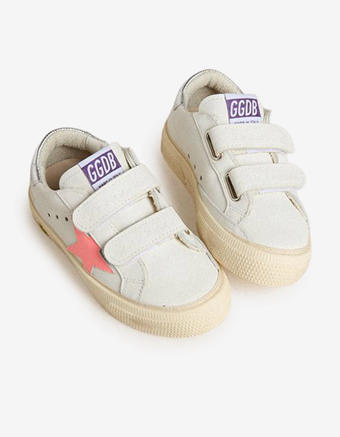 Girls Leather and Patent Star May Trainers in White