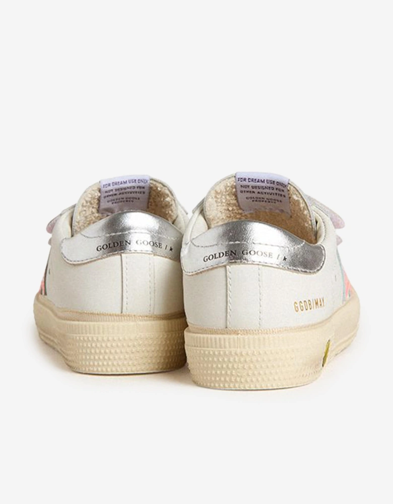 Girls Leather and Patent Star May Trainers in White