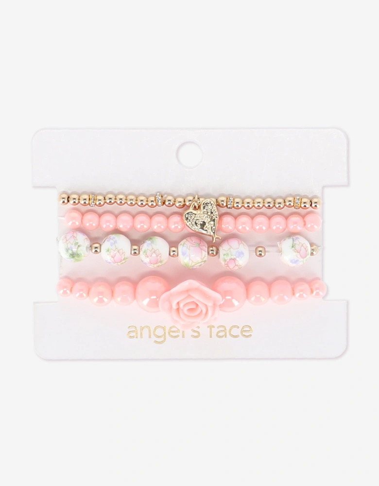 Angels Face Girls Rose Bracelet Set in Pink