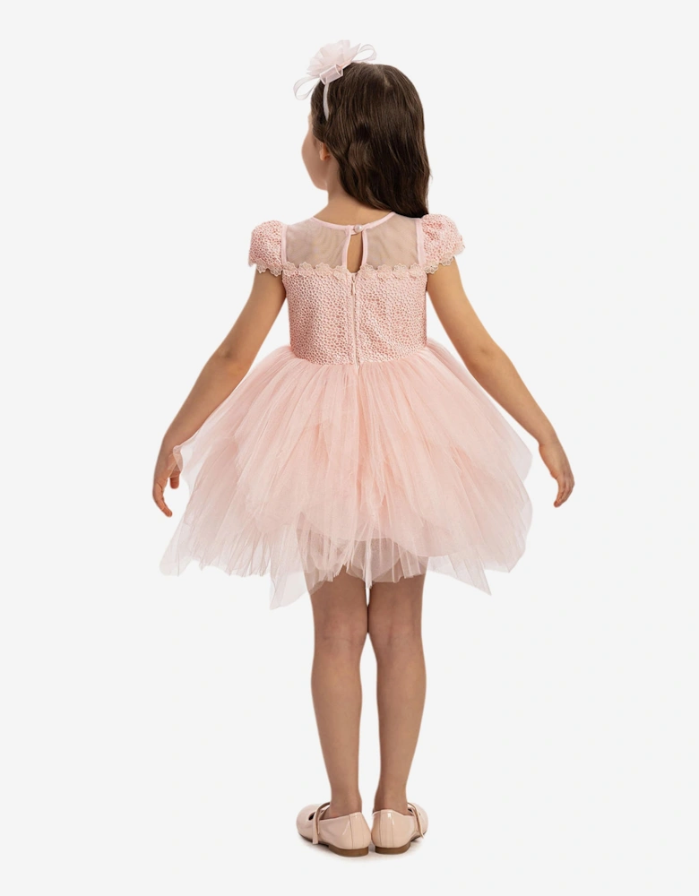 Baby Girls Dress with Tulle Skirt in Pink