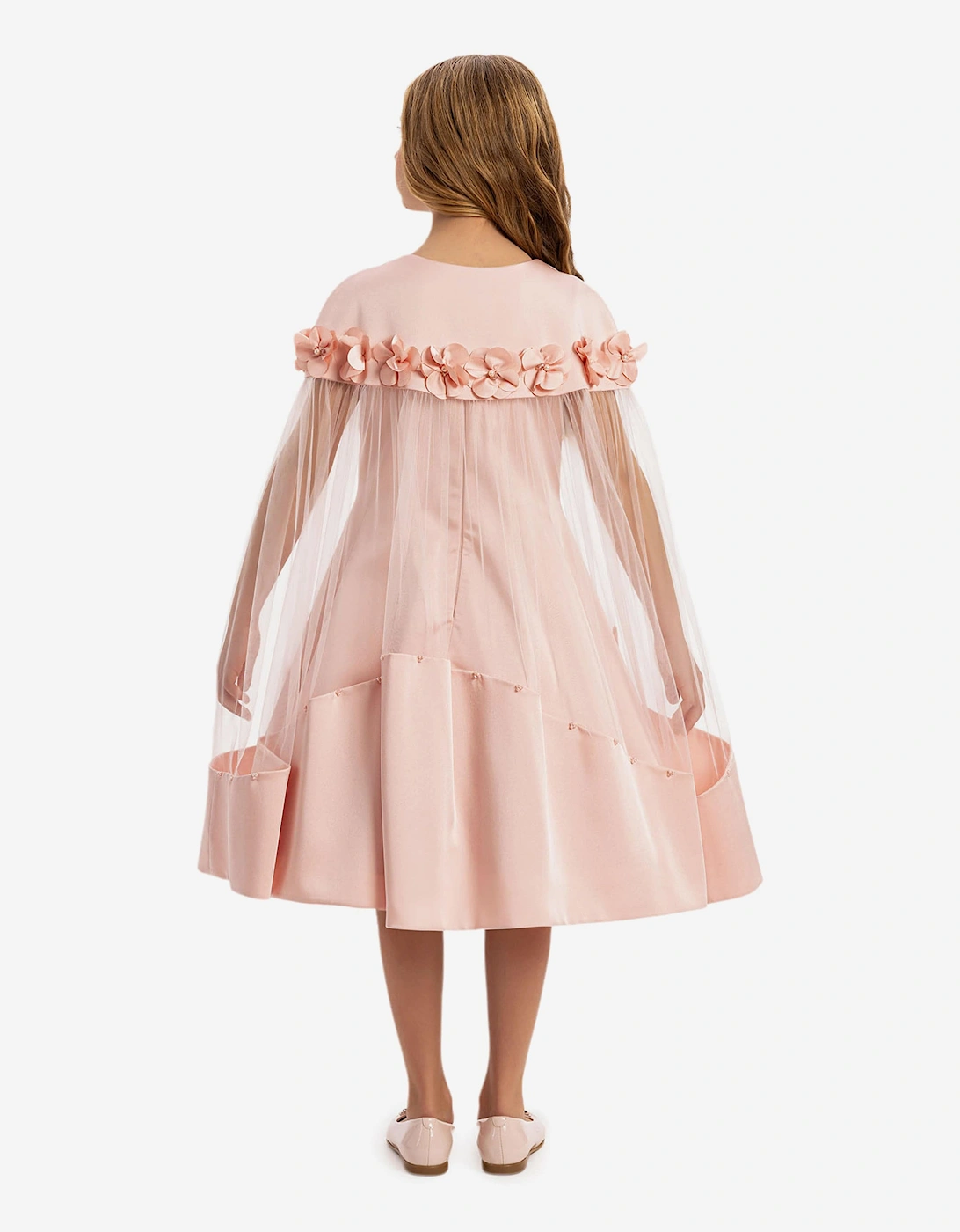 Girls Dress with Removable Cape in Pink