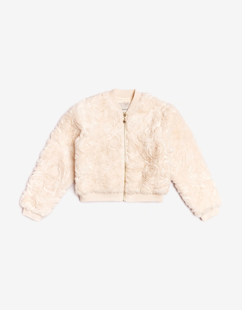 BCBGMAXAZRIA Girls Texture Fur Bomber Jacket in Pink