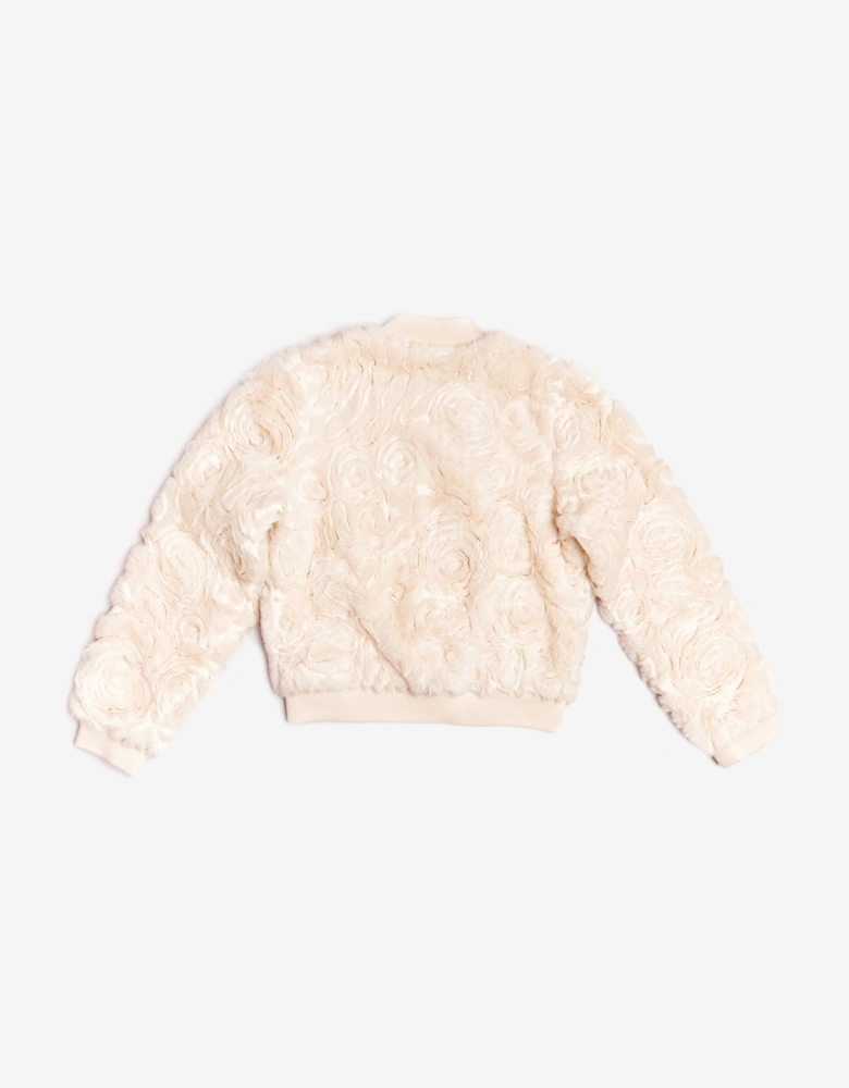 BCBGMAXAZRIA Girls Texture Fur Bomber Jacket in Pink