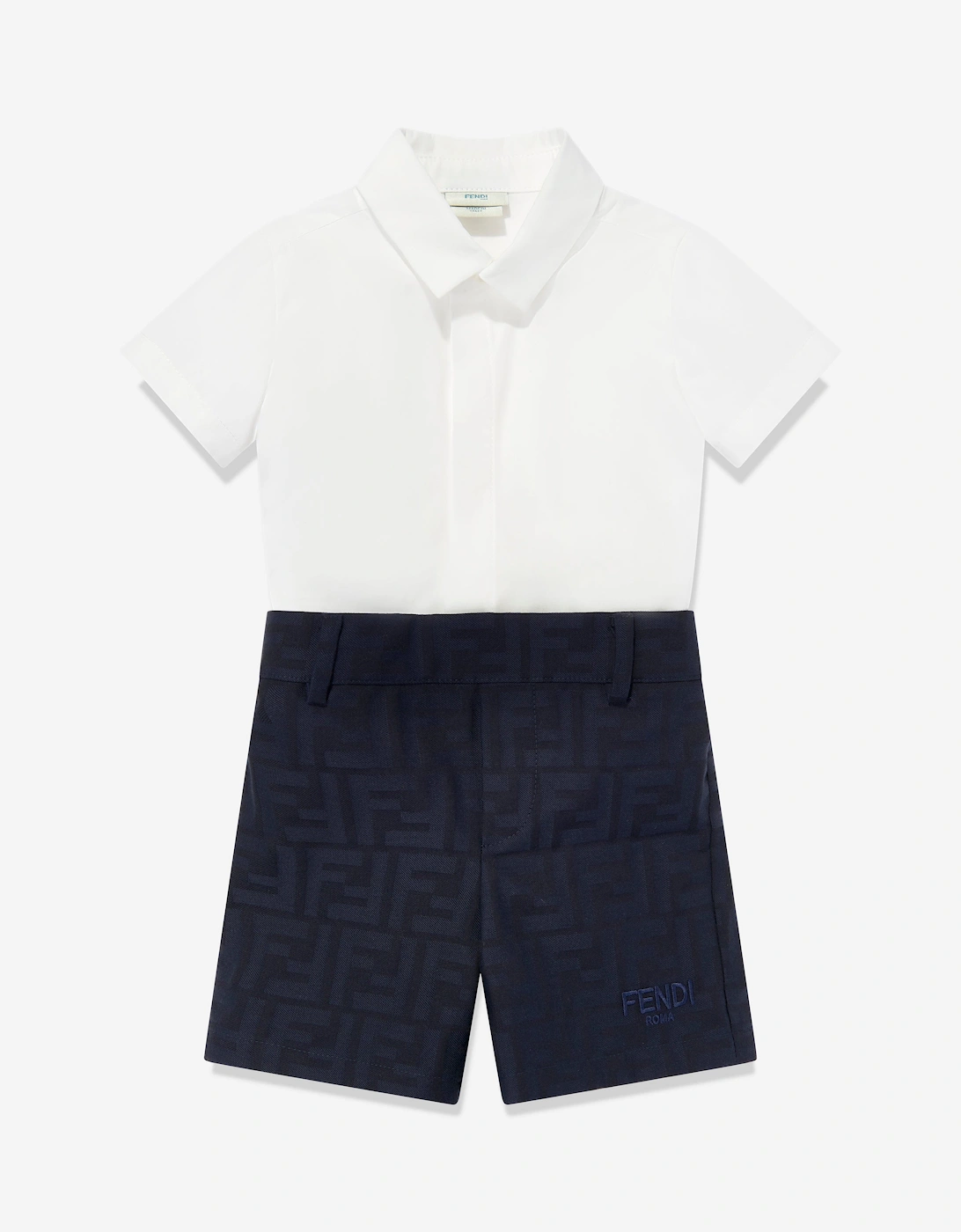 Baby Boys FF Jacquard Romper in Navy, 5 of 4