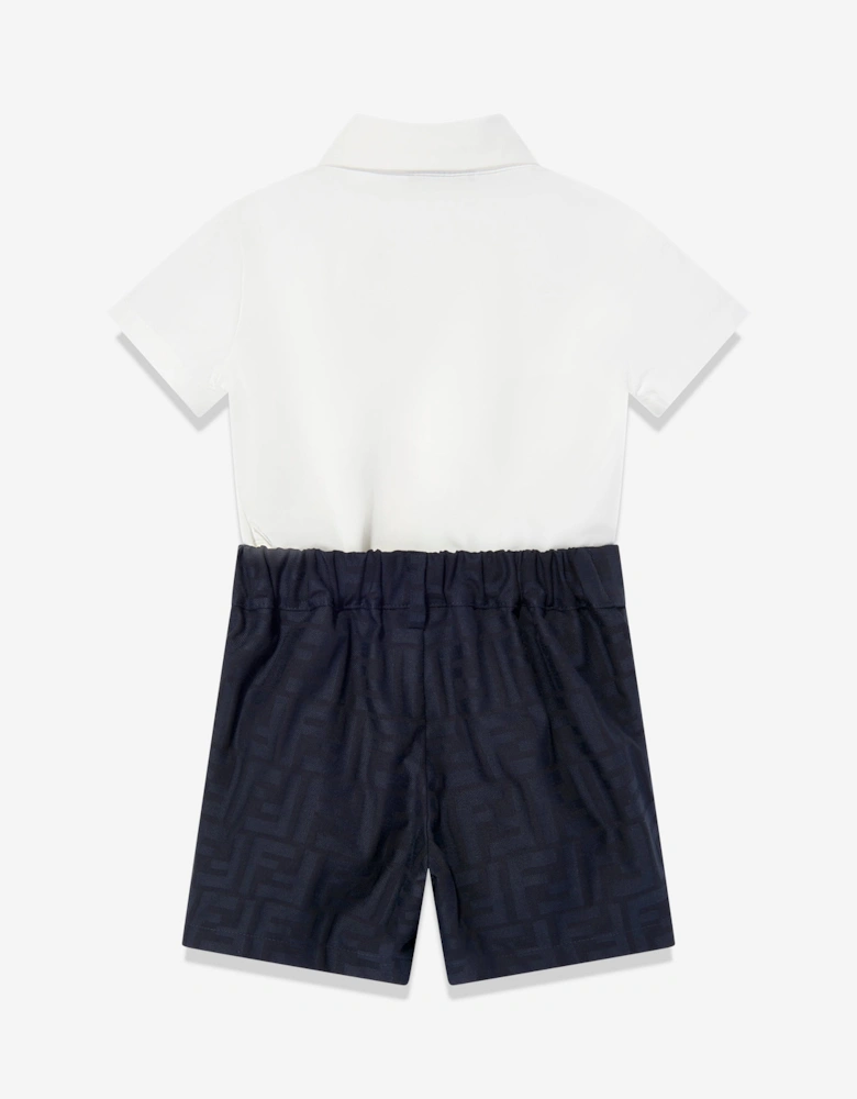 Baby Boys FF Jacquard Romper in Navy