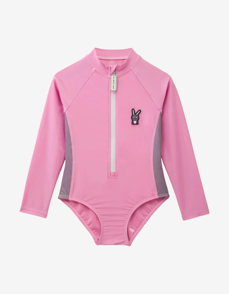 Girls Hop The Bunny Swimsuit in Pink (UPF50+)
