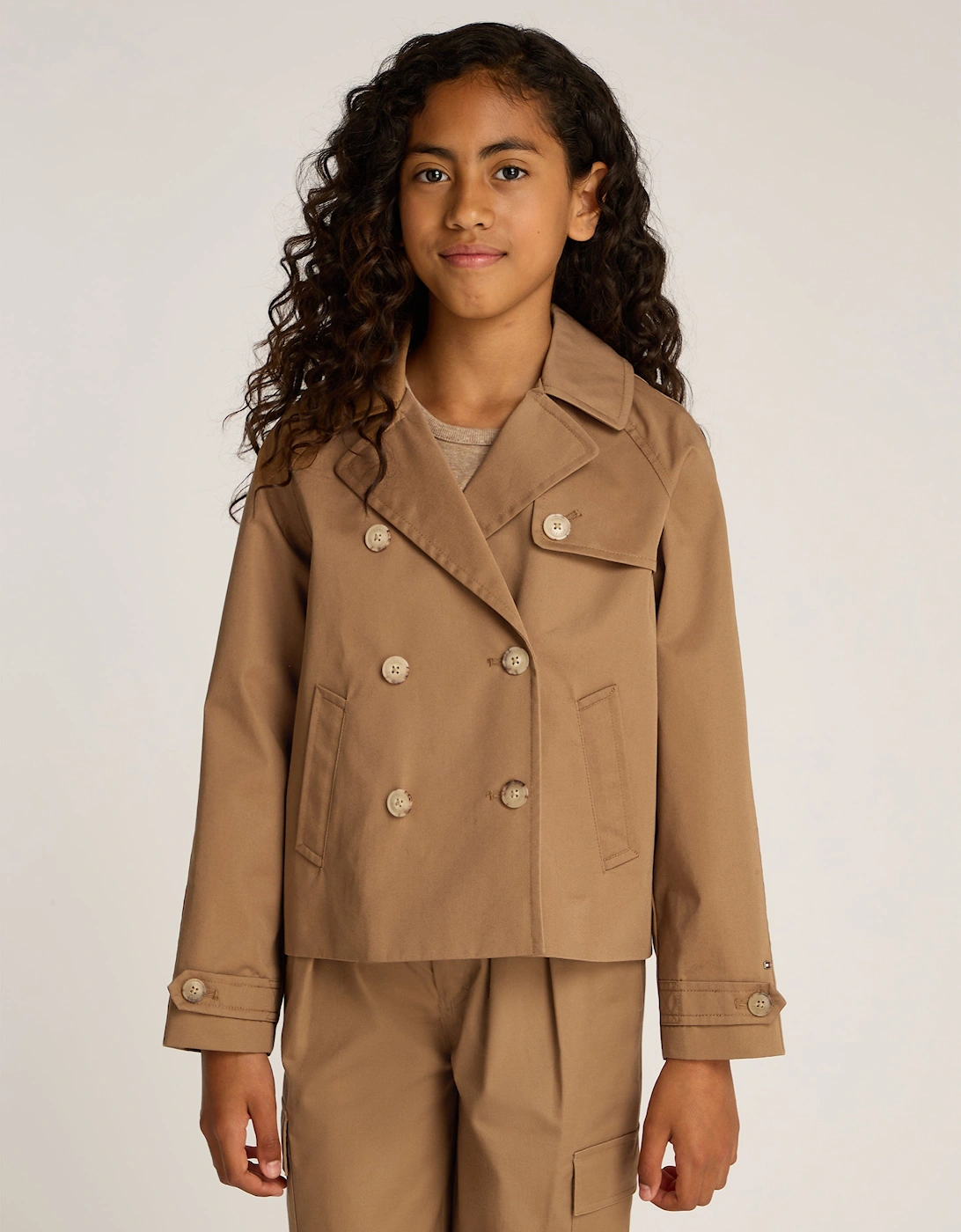 Girls Short Cotton Jacket in Brown