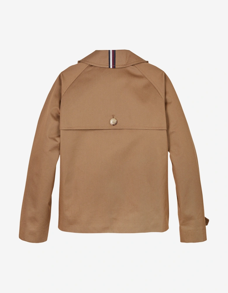 Girls Short Cotton Jacket in Brown