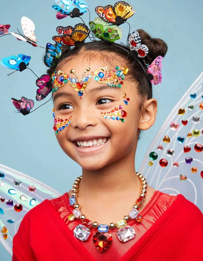 Girls Butterfly Gem Makeup Stickers in Multicolour