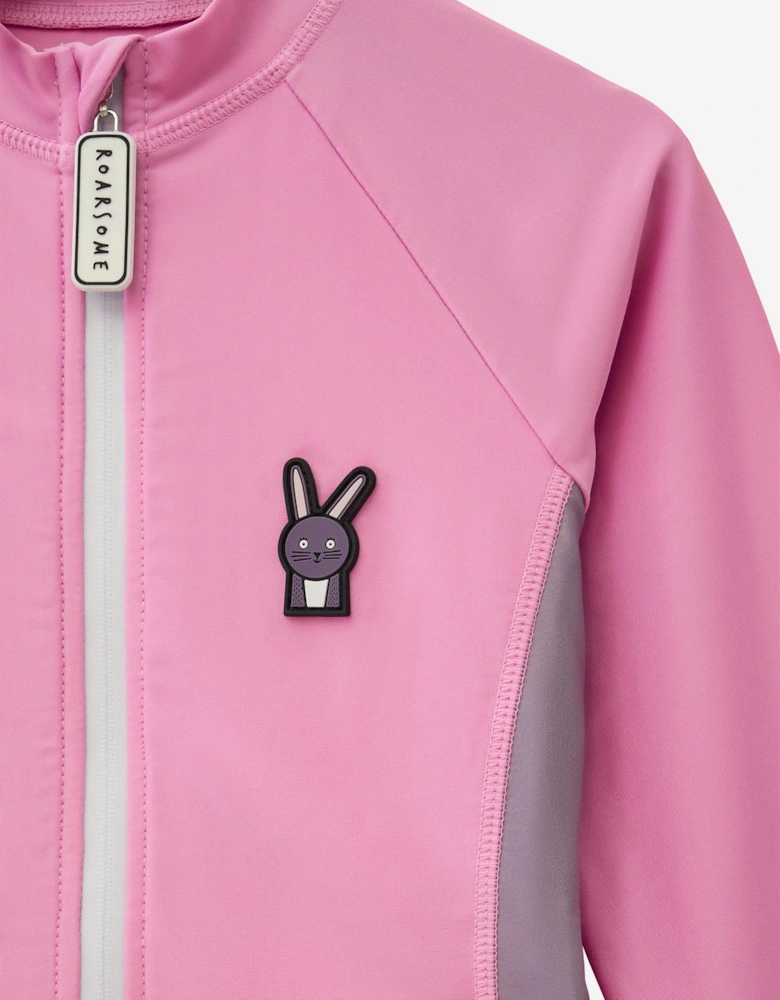 Girls Hop The Bunny Swimsuit in Pink (UPF50+)