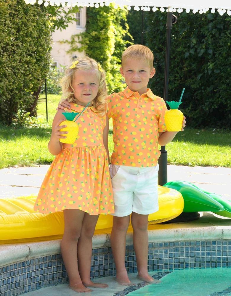 Girls Pineapple Dress in Orange