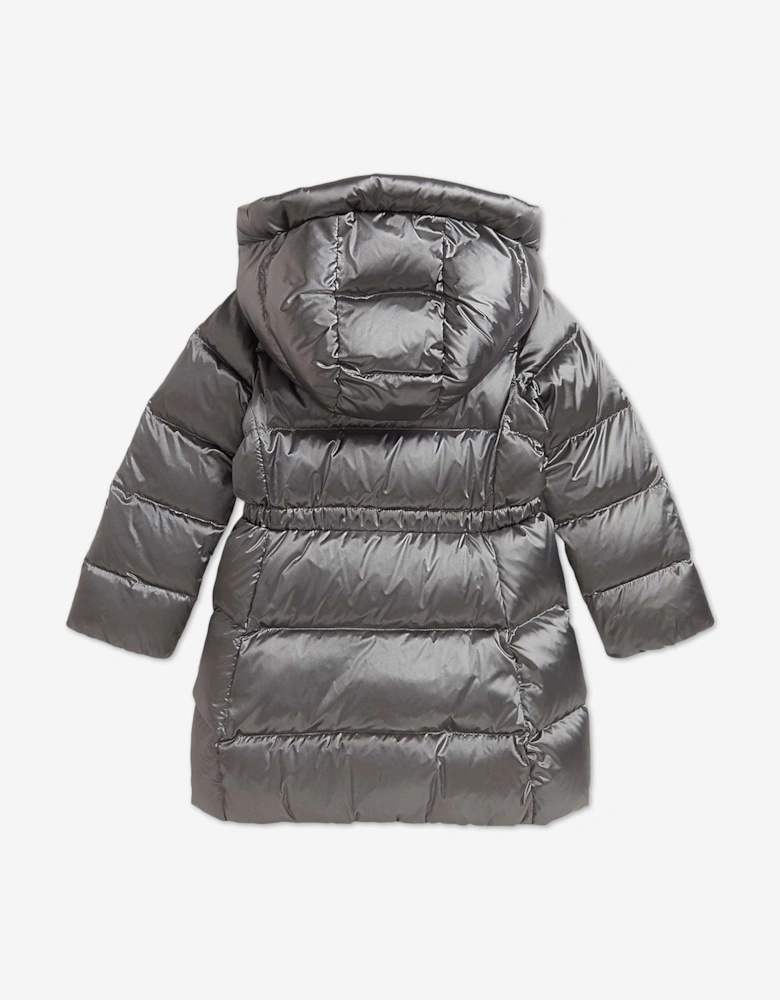 Girls Metallic Down Padded Coat in Silver