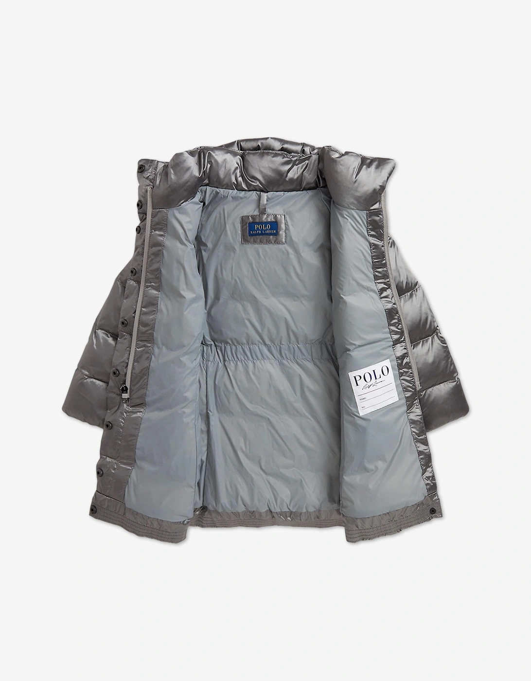 Girls Metallic Down Padded Coat in Silver