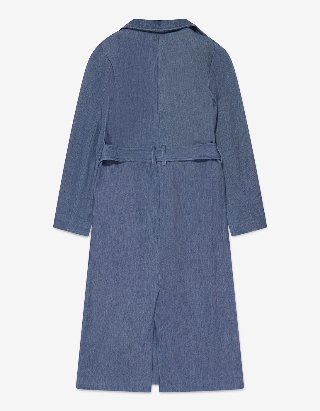 Girls Denim Look Belted Trench Coat in Blue