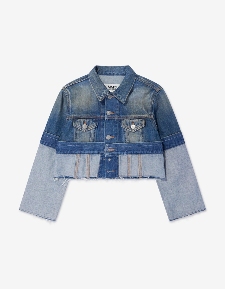 MM6 Kids Re-Cut Shaded Denim Jacket in Blue