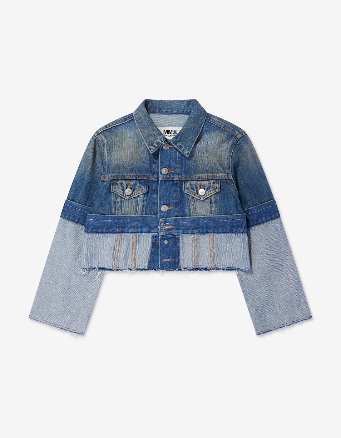 MM6 Kids Re-Cut Shaded Denim Jacket in Blue, 6 of 5