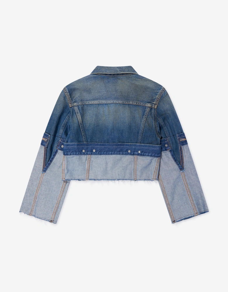 MM6 Kids Re-Cut Shaded Denim Jacket in Blue