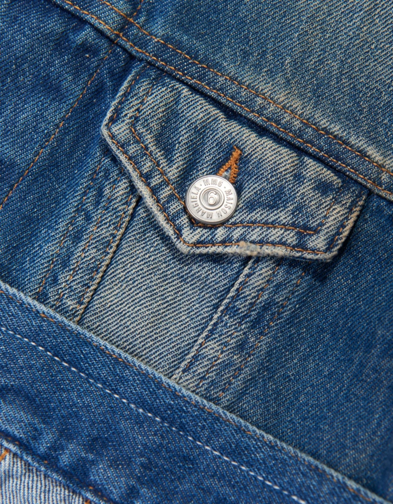 MM6 Kids Re-Cut Shaded Denim Jacket in Blue