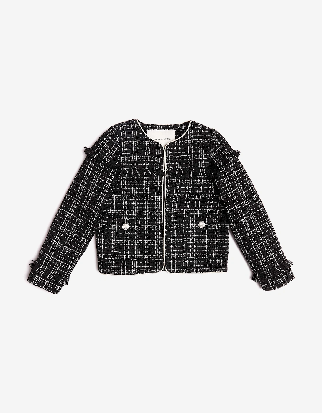 BCBGMAXAZRIA Girls Tweed Jacket in Black, 5 of 4