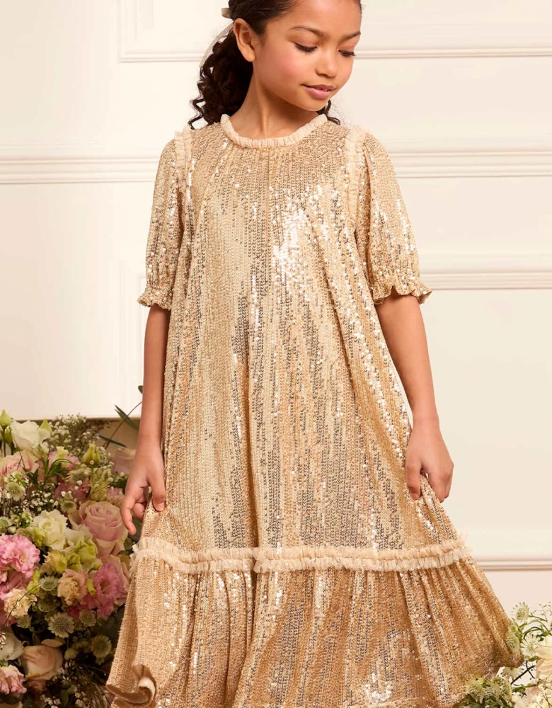 Girls Sequin Starlight Dresss Pink
