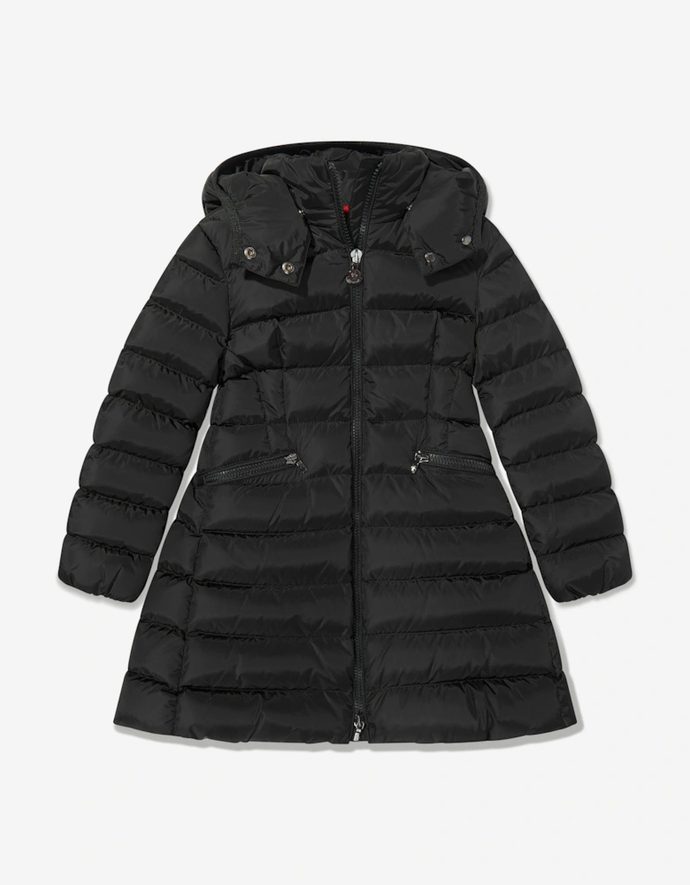 Enfant Girls Down Padded Charpal Long Coat in Black