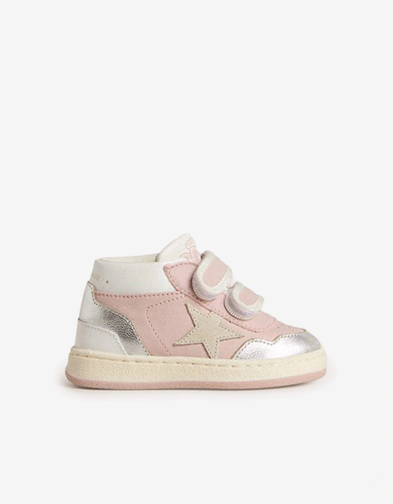 Girls Leather and Suede Star June Basket Trainers in Pink