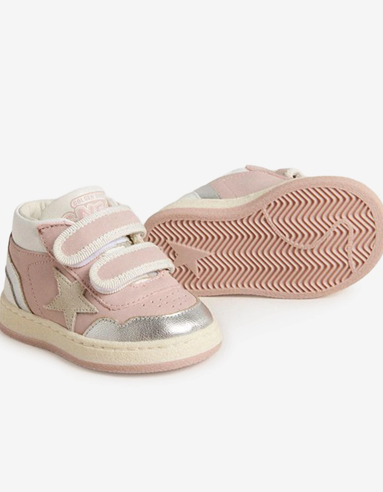 Girls Leather and Suede Star June Basket Trainers in Pink