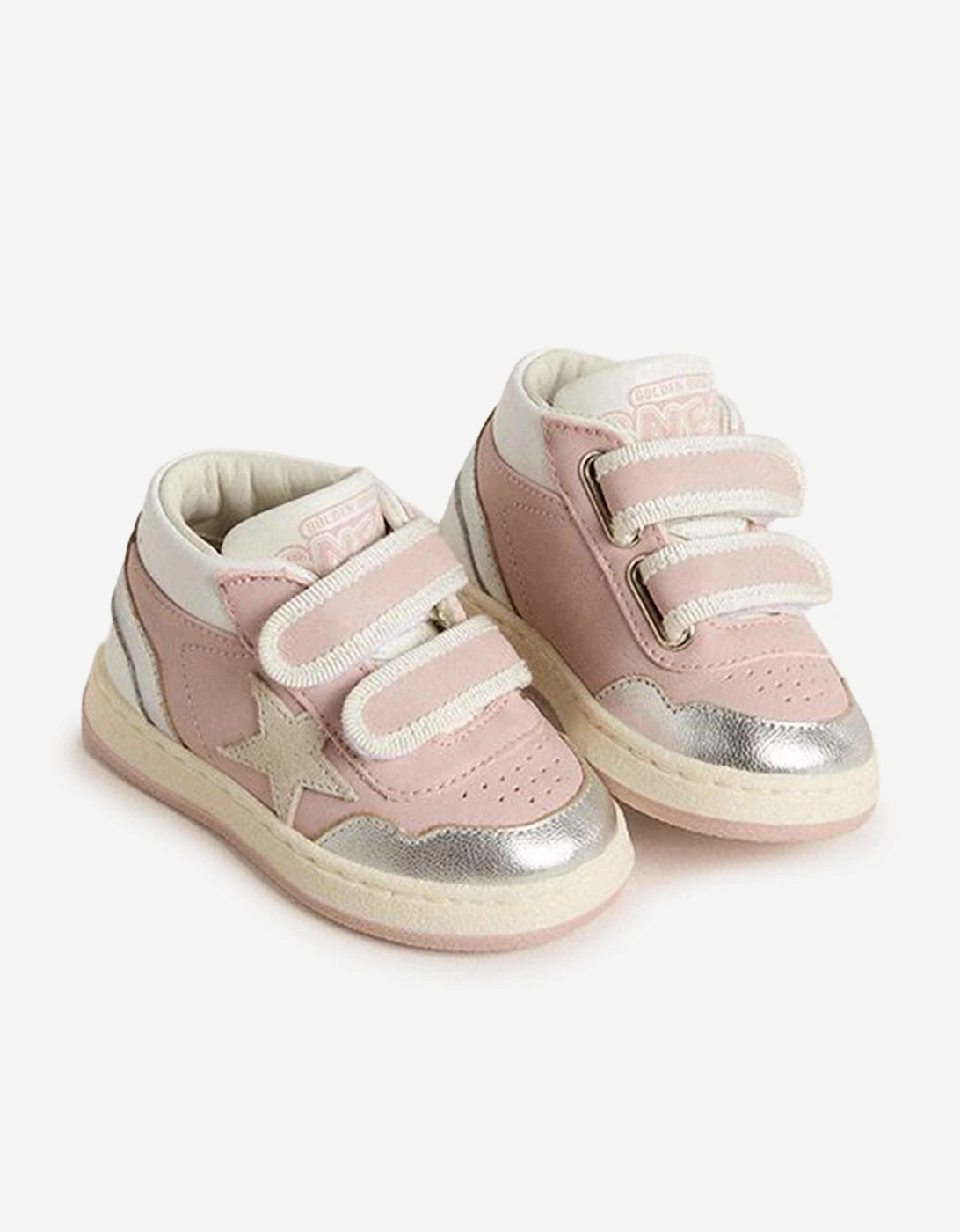 Girls Leather and Suede Star June Basket Trainers in Pink