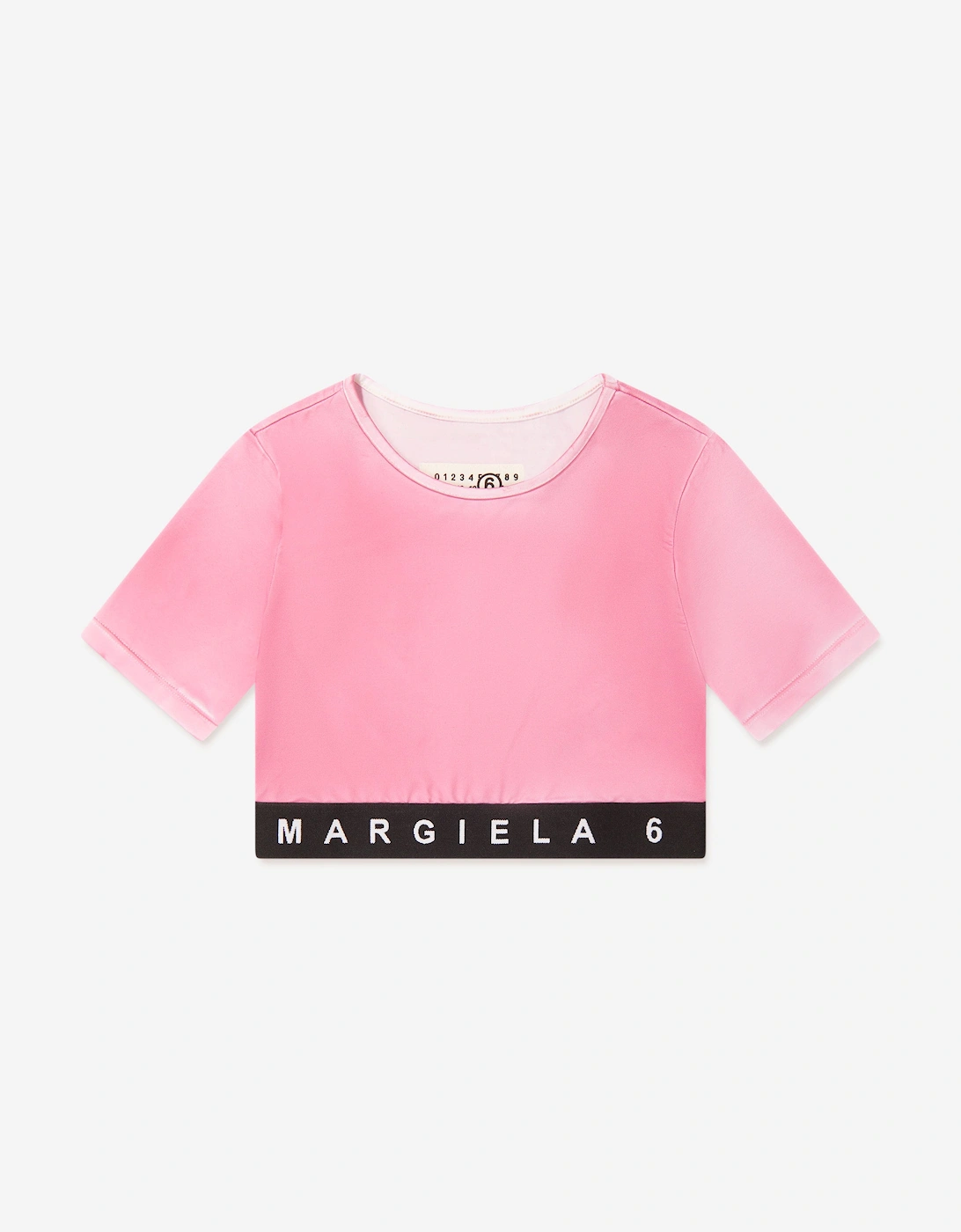 MM6 Kids Cropped Logo T-Shirt in Pink, 5 of 4