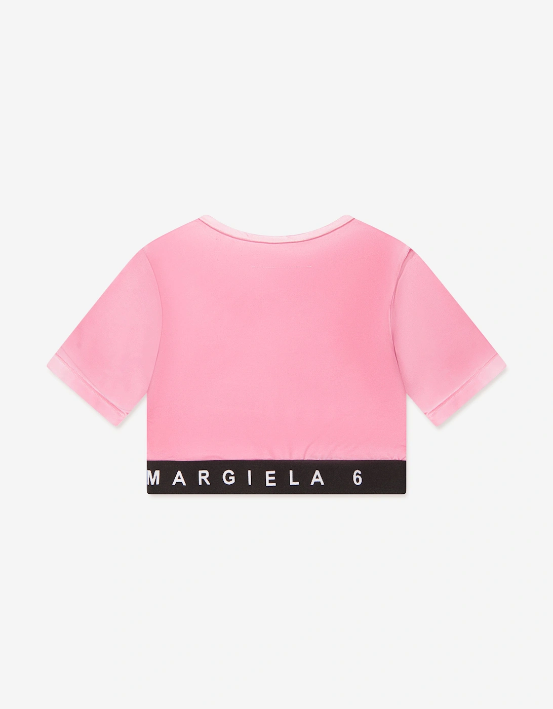 MM6 Kids Cropped Logo T-Shirt in Pink