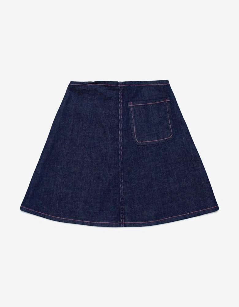 Girls Zip Up Denim Skirt in Blue