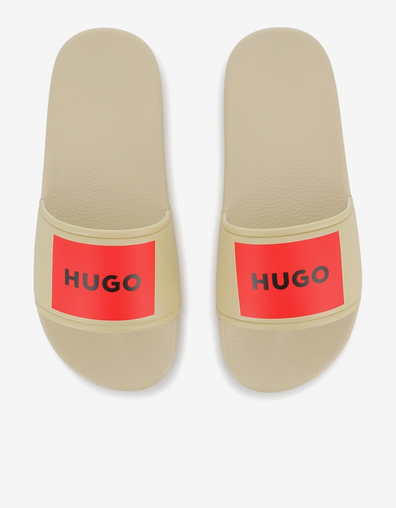 Boys Logo Badge Sliders in Beige