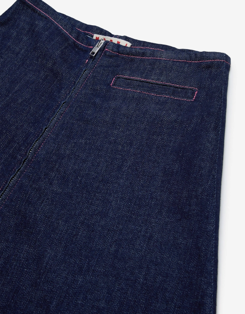 Girls Zip Up Denim Skirt in Blue
