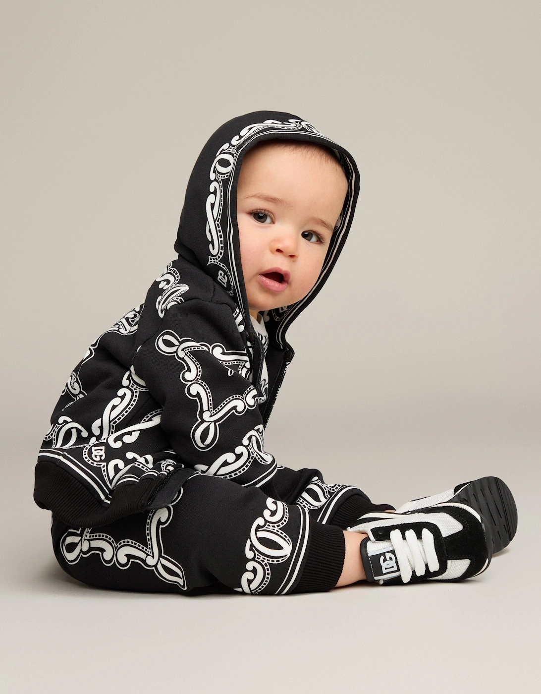 Baby Boys Bandana Print Joggers in Black