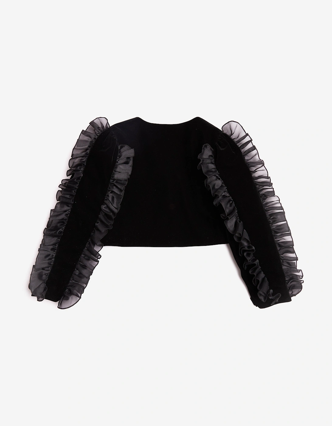 BCBGMAXAZRIA Girls Velvet Frill Sleeve Blazer in Black