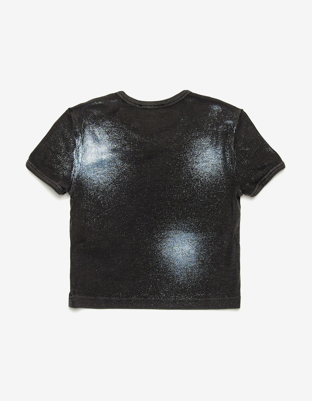 Girls Metallic Shimmer Oval D T-Shirt in Black