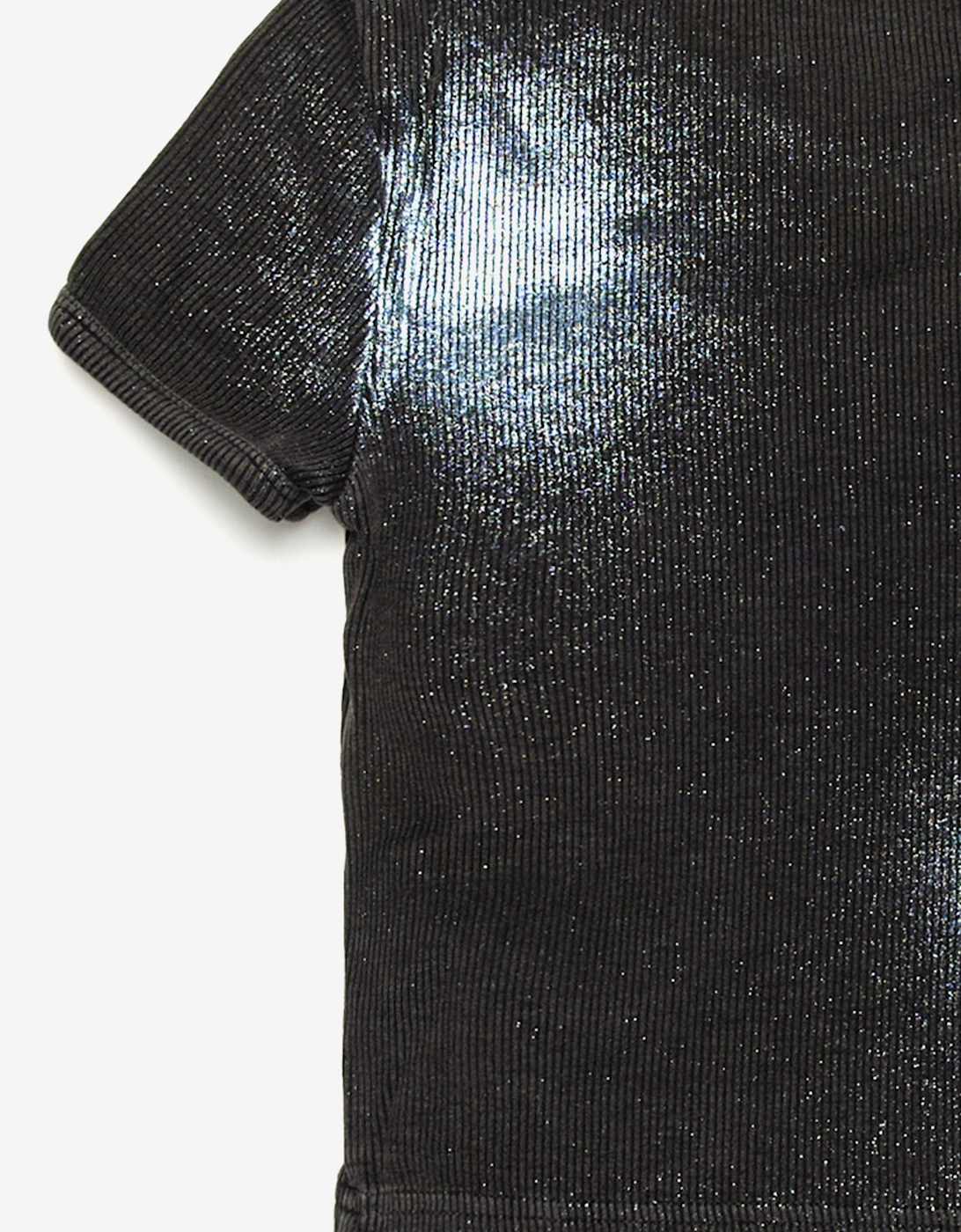 Girls Metallic Shimmer Oval D T-Shirt in Black