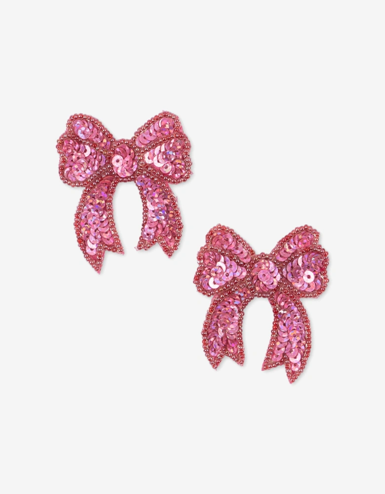 Girls 2 Pack Sequin Bow Hair Clip Set in Pink