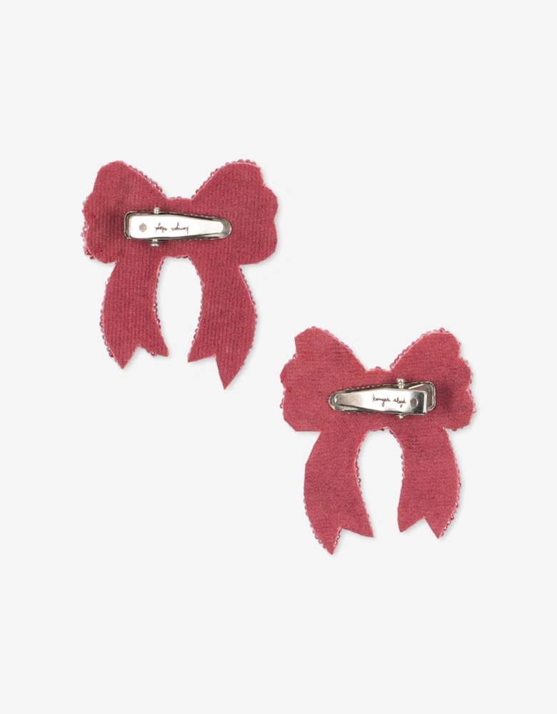 Girls 2 Pack Sequin Bow Hair Clip Set in Pink